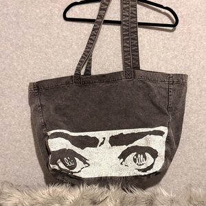 Y2K- Elle collab w Reebok- RARE Faded Denim Tote Bag with Eye Design